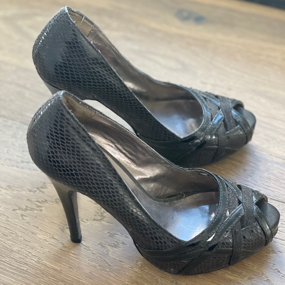 Charles David 5 inch peep toe heels.